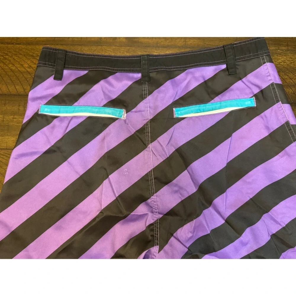 Steez Clothing Purple Black Striped Board‎ Shorts Men's Size 32 Y2K Surf